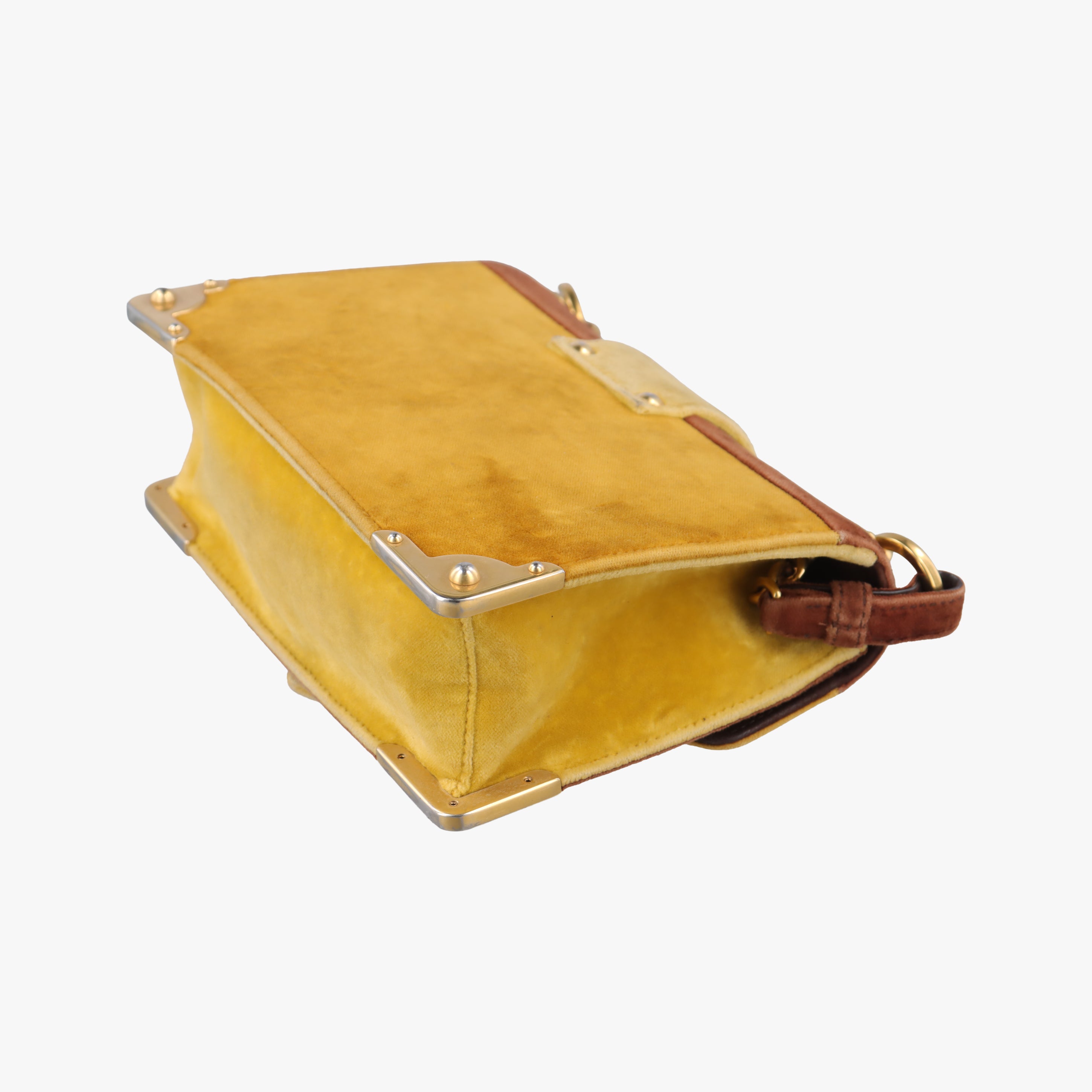 Secondhand Prada Animalier Cahier Lions Head Yellow×Brown Velvet 1BD089 shoulderbag | stylenewstar