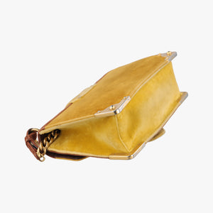 Secondhand Prada Animalier Cahier Lions Head Yellow×Brown Velvet 1BD089 shoulderbag | stylenewstar