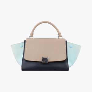 Pre-owned Celine Trapèze Beige x Black x Green Leather x suede  shoulderbag | stylenewstar