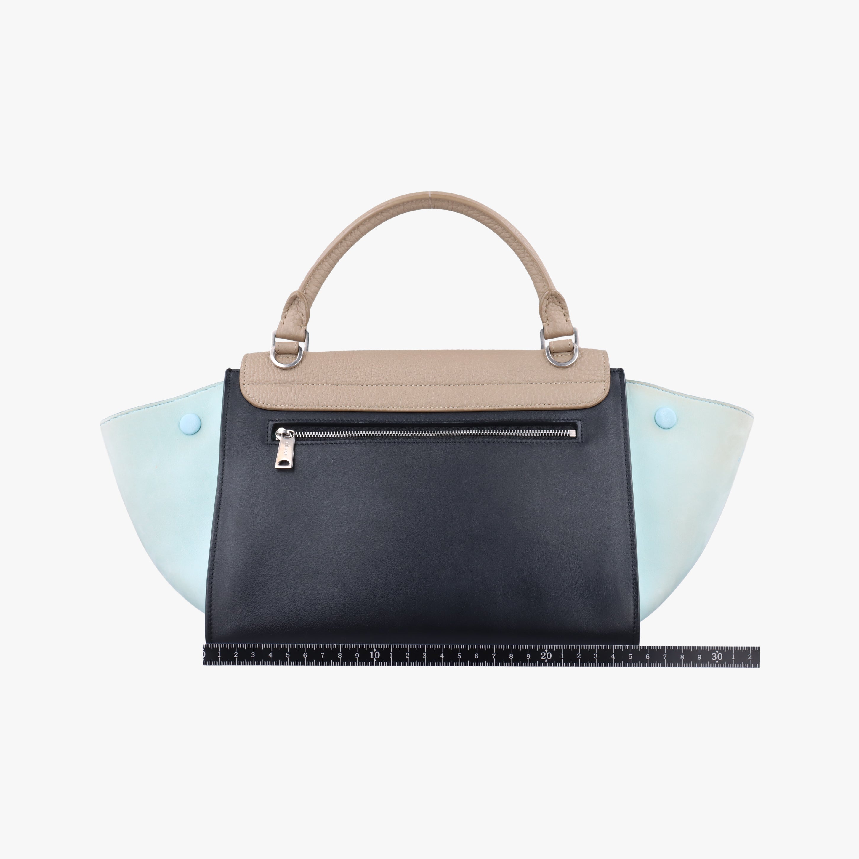 Pre-owned Celine Trapèze Beige x Black x Green Leather x suede  shoulderbag | stylenewstar