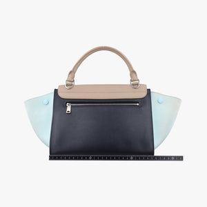 Pre-owned Celine Trapèze Beige x Black x Green Leather x suede  shoulderbag | stylenewstar