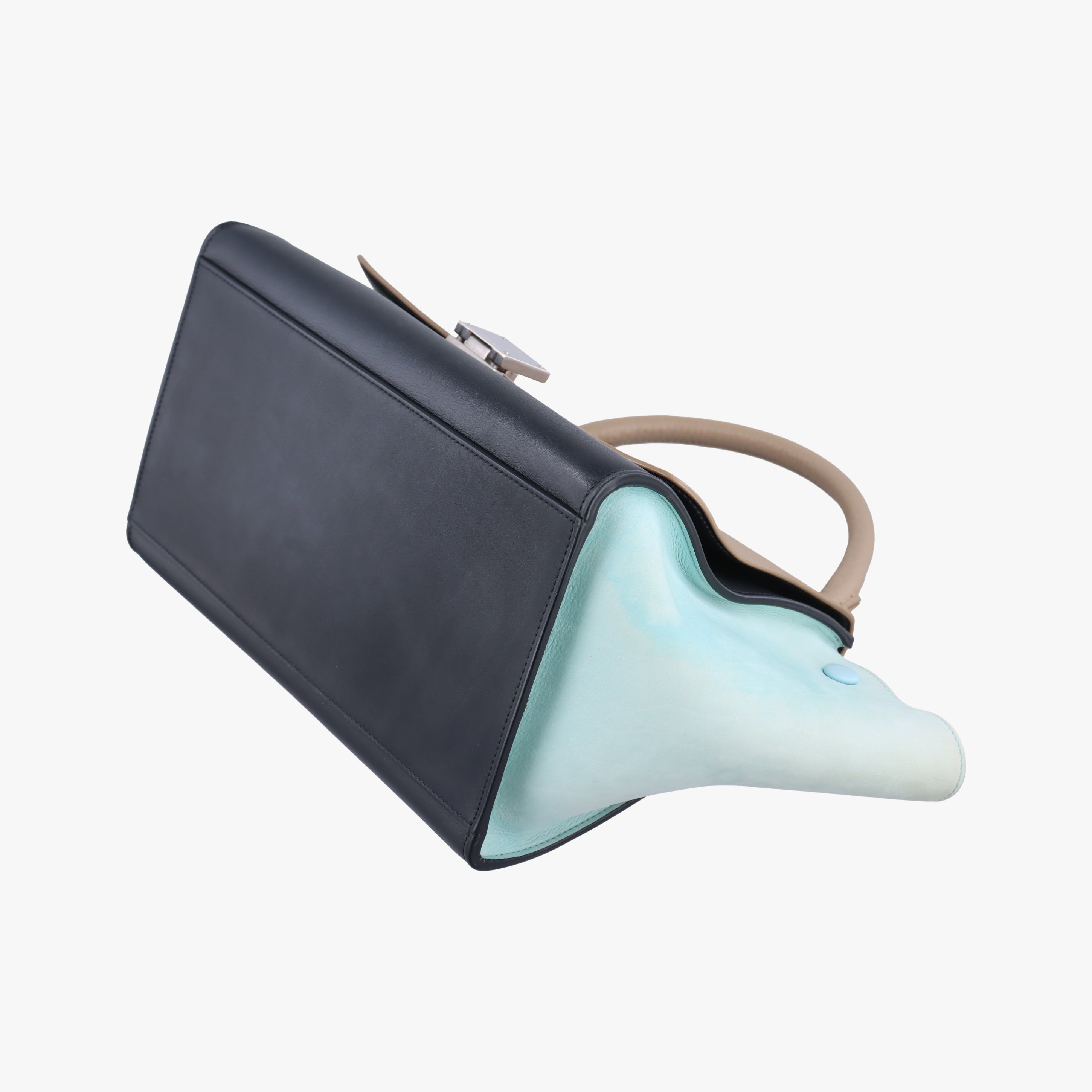 Pre-owned Celine Trapèze Beige x Black x Green Leather x suede  shoulderbag | stylenewstar