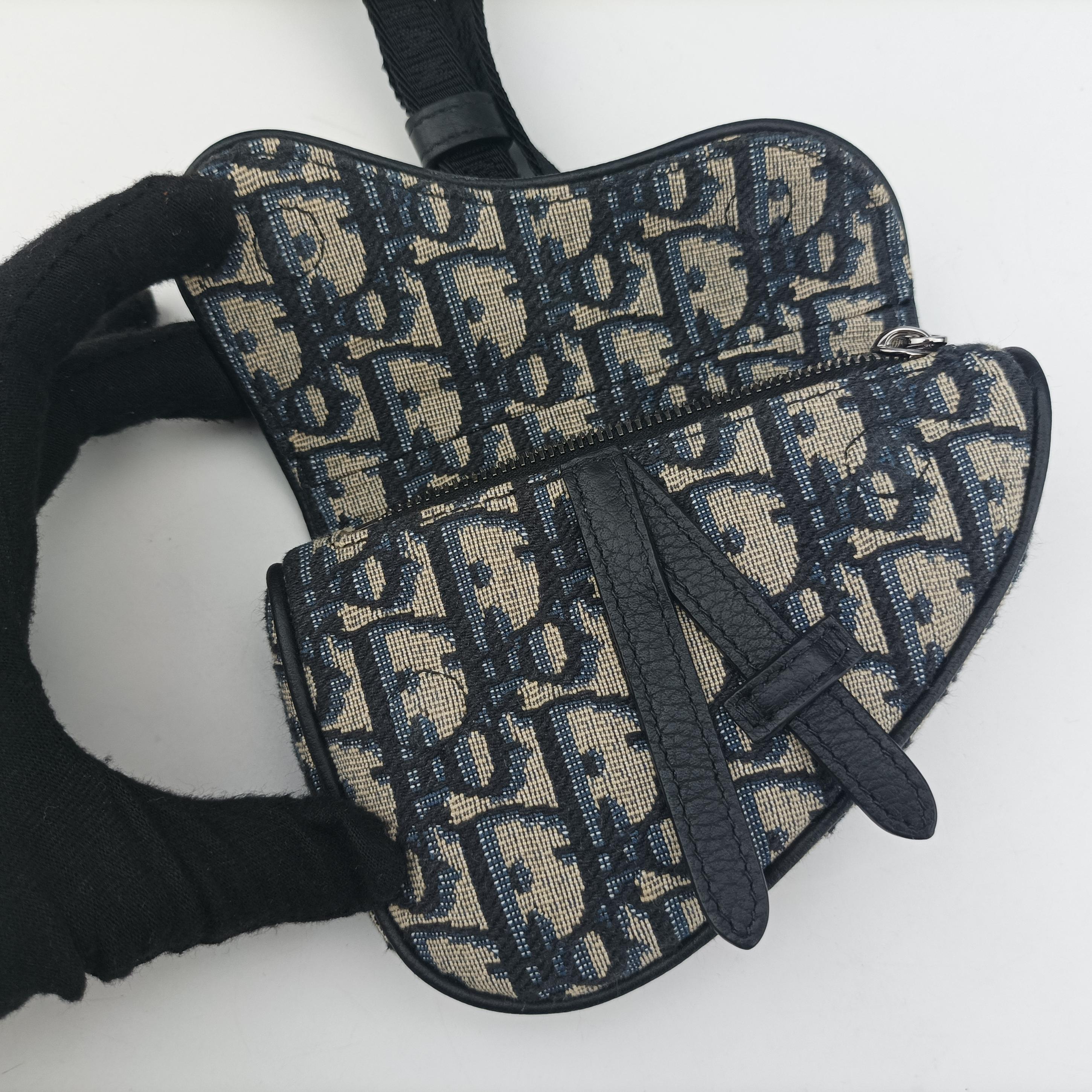 Secondhand Christian Dior saddle Navy x Gray Jacquard  bum bag/waist bag | stylenewstar
