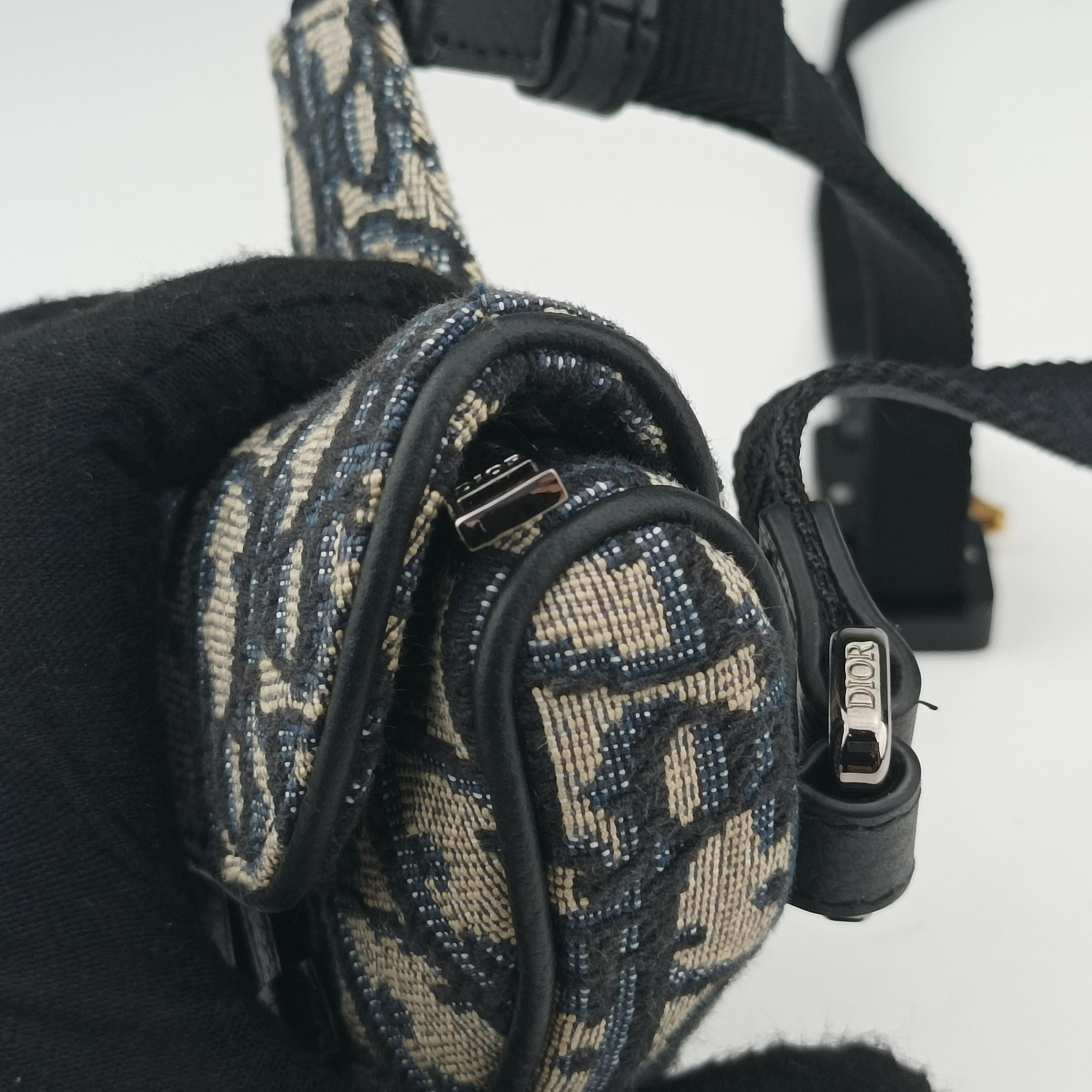 Secondhand Christian Dior saddle Navy x Gray Jacquard  bum bag/waist bag | stylenewstar