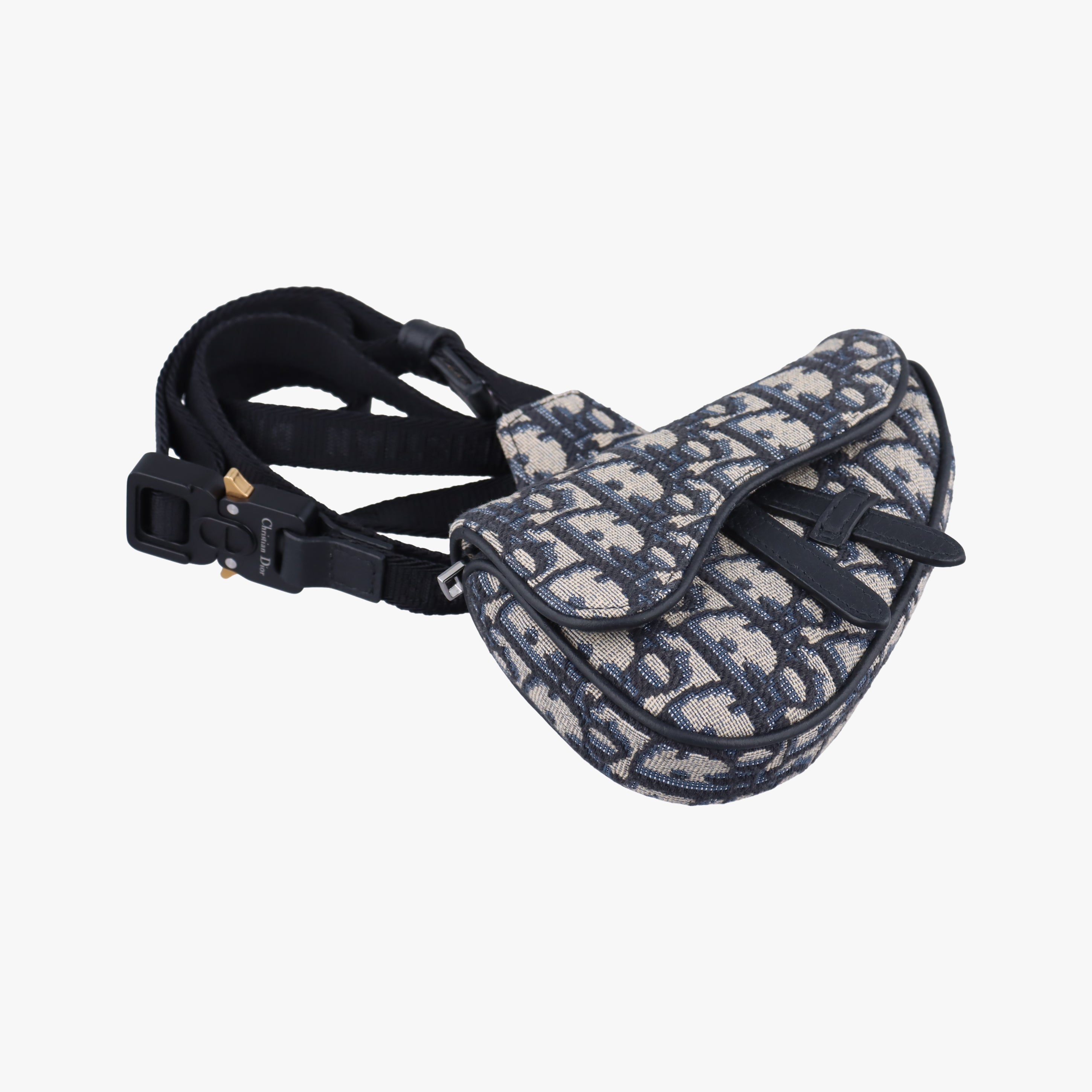 Secondhand Christian Dior saddle Navy x Gray Jacquard  bum bag/waist bag | stylenewstar
