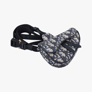 Secondhand Christian Dior saddle Navy x Gray Jacquard  bum bag/waist bag | stylenewstar