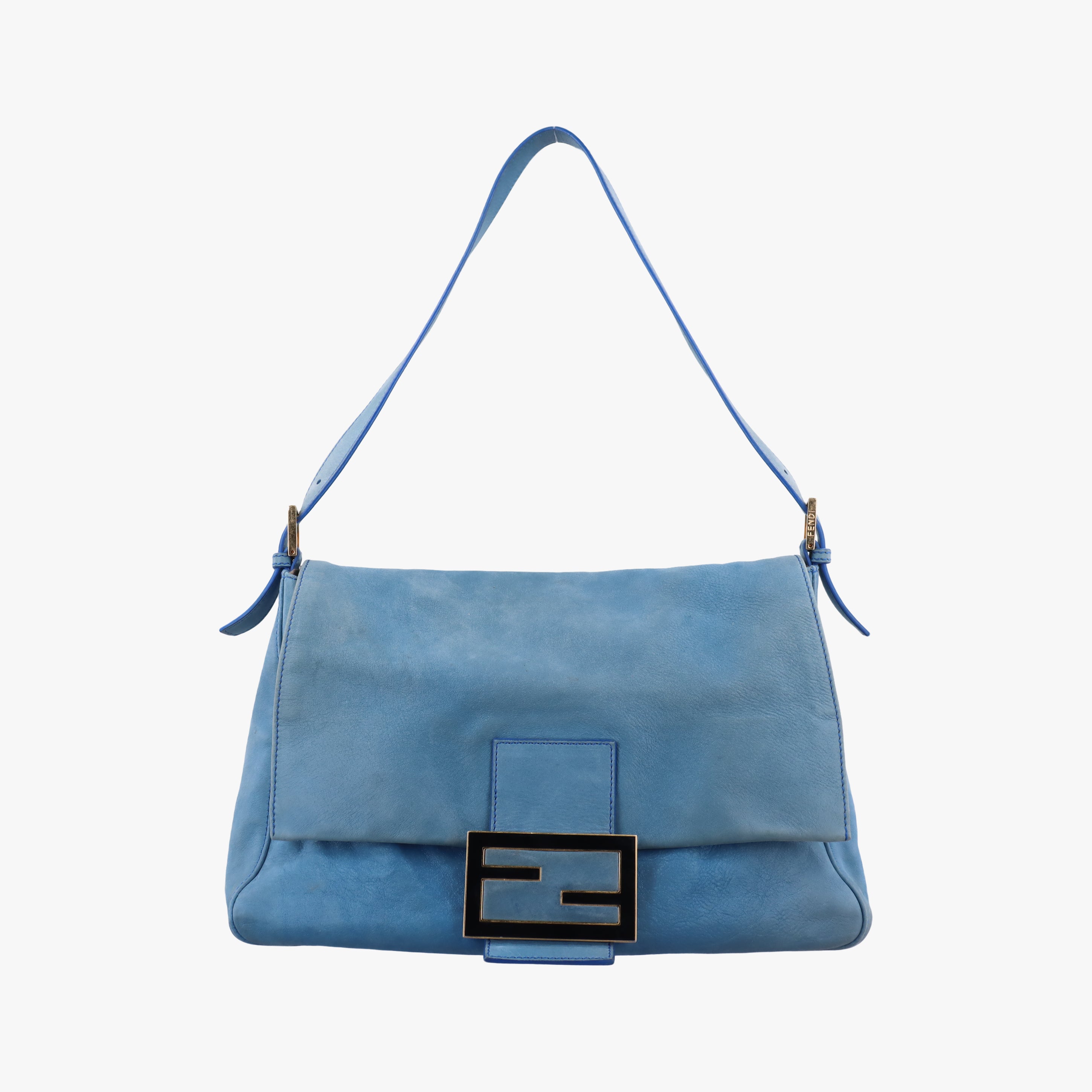 Pre-owned Fendi Big Mamma Forever Flap Blue Leather 8BR638 shoulderbag | stylenewstar