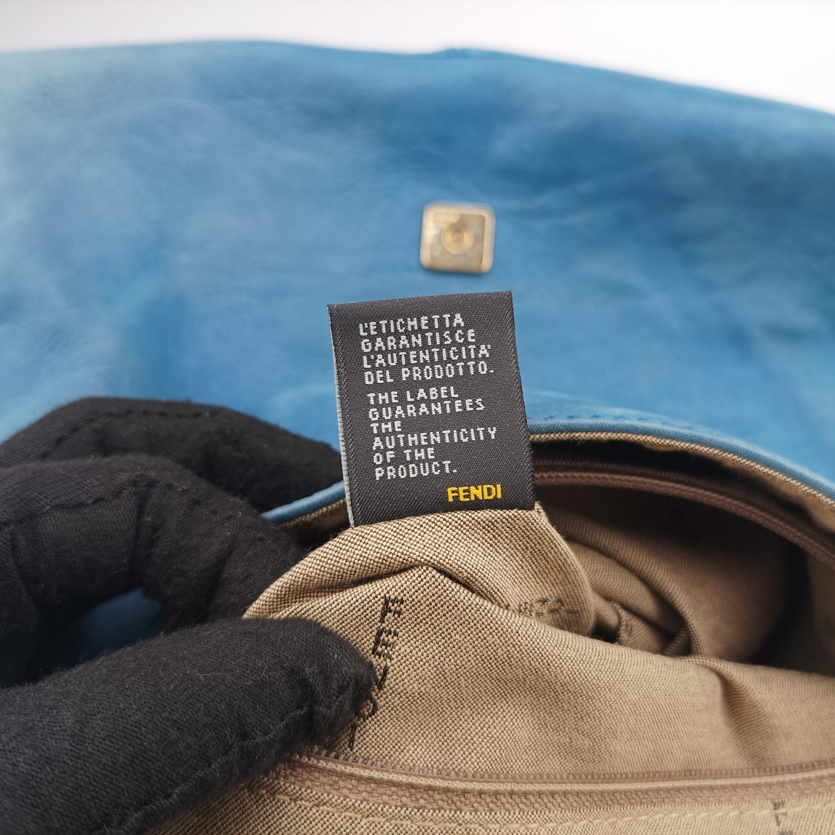 Pre-owned Fendi Big Mamma Forever Flap Blue Leather 8BR638 shoulderbag | stylenewstar