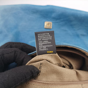 Pre-owned Fendi Big Mamma Forever Flap Blue Leather 8BR638 shoulderbag | stylenewstar