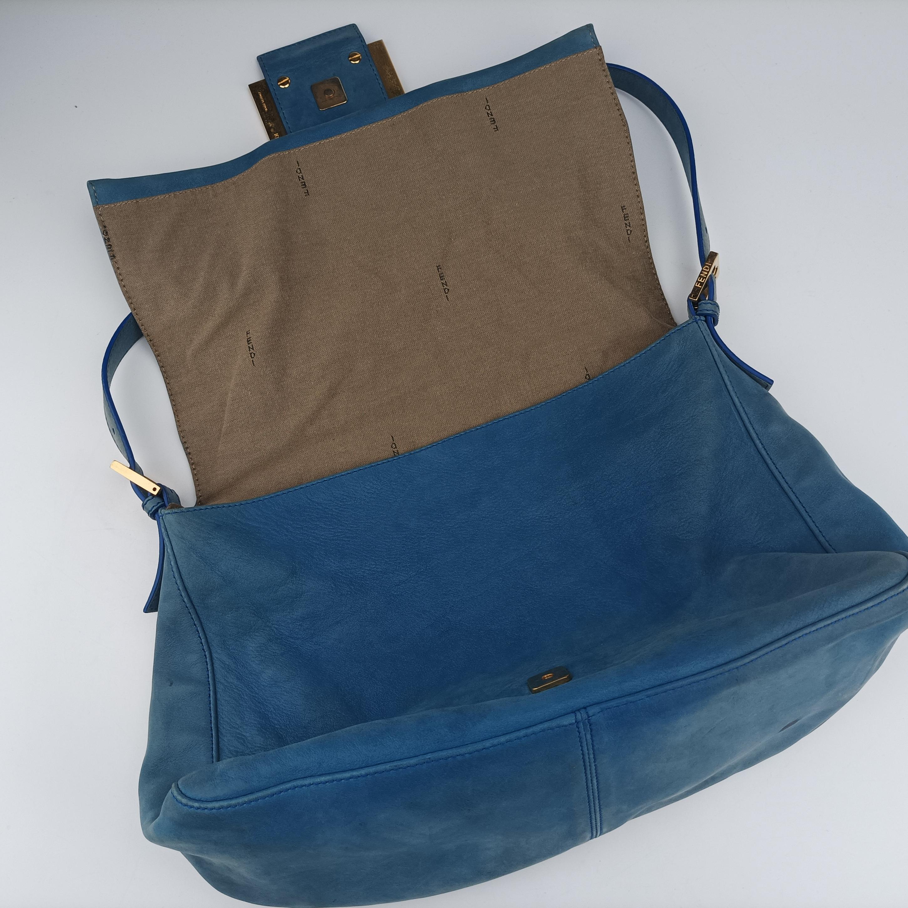 Pre-owned Fendi Big Mamma Forever Flap Blue Leather 8BR638 shoulderbag | stylenewstar