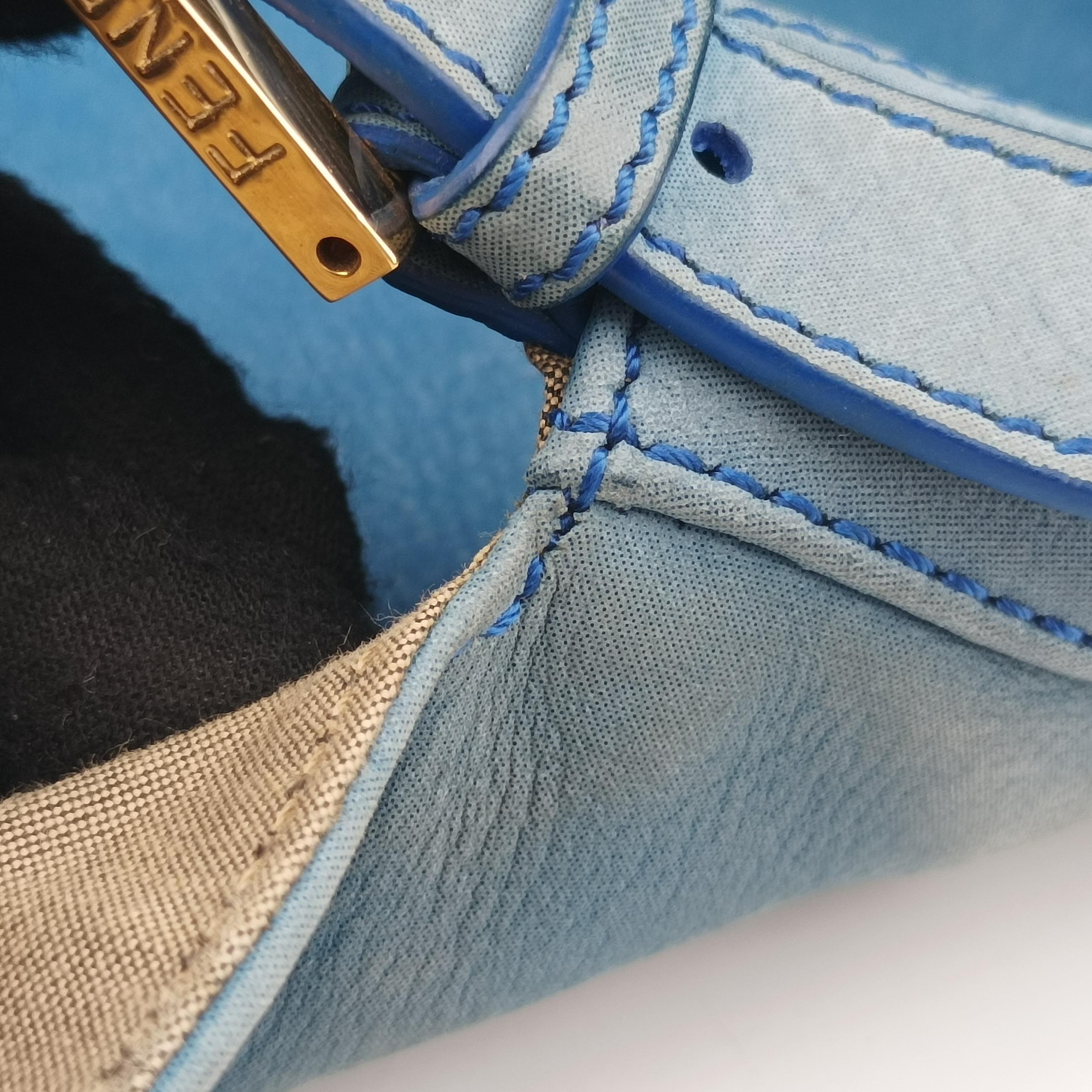 Pre-owned Fendi Big Mamma Forever Flap Blue Leather 8BR638 shoulderbag | stylenewstar