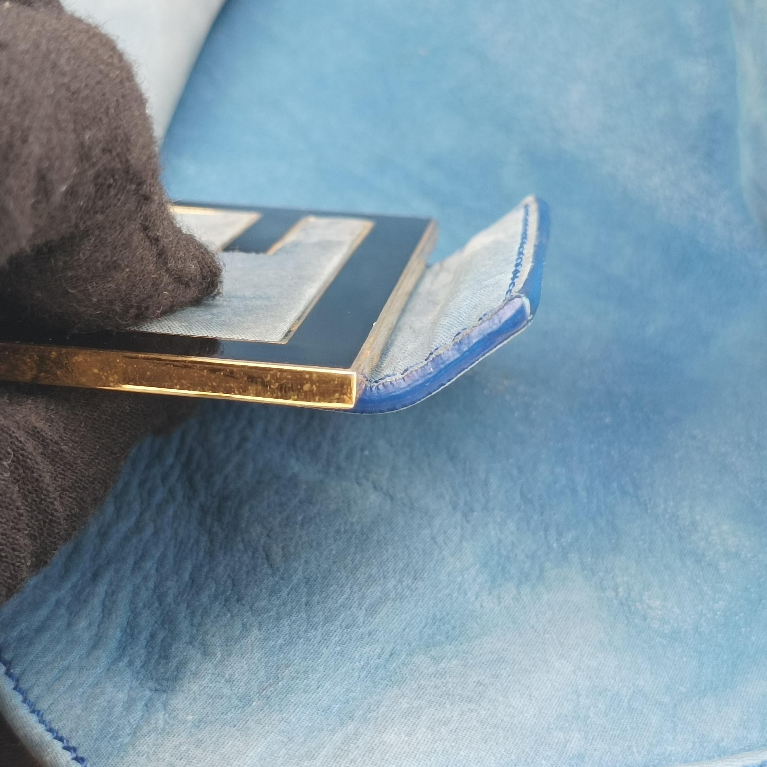 Pre-owned Fendi Big Mamma Forever Flap Blue Leather 8BR638 shoulderbag | stylenewstar