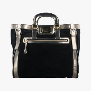 Pre-owned Dolce & Gabbana Tote Black × Gold Suede × Leather  shoulderbag | stylenewstar