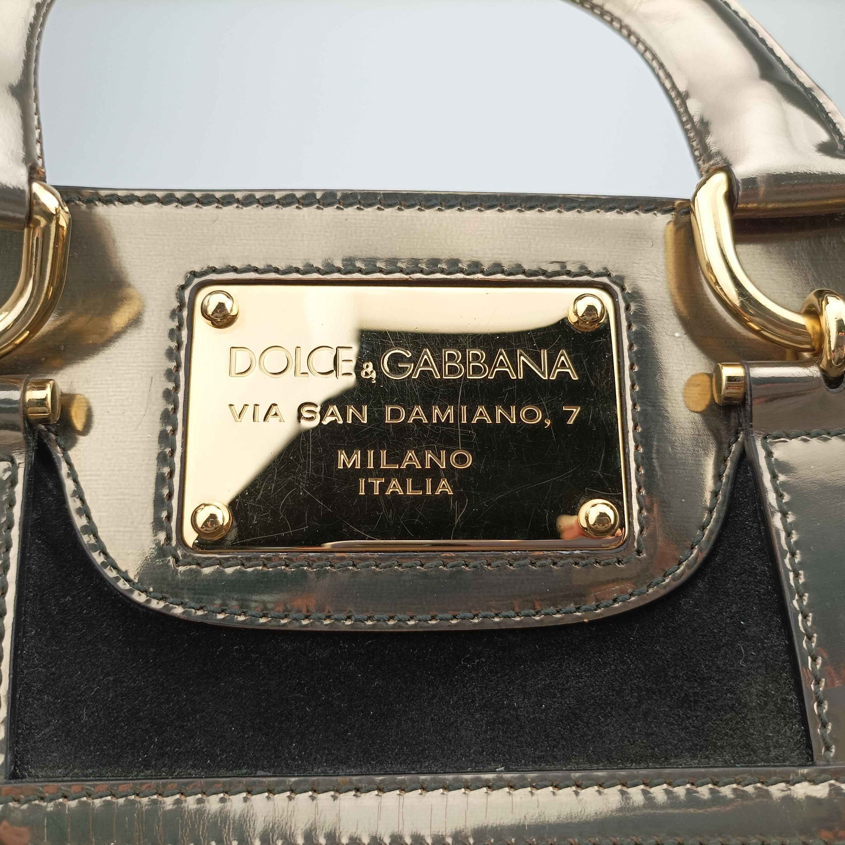 Pre-owned Dolce & Gabbana Tote Black × Gold Suede × Leather  shoulderbag | stylenewstar