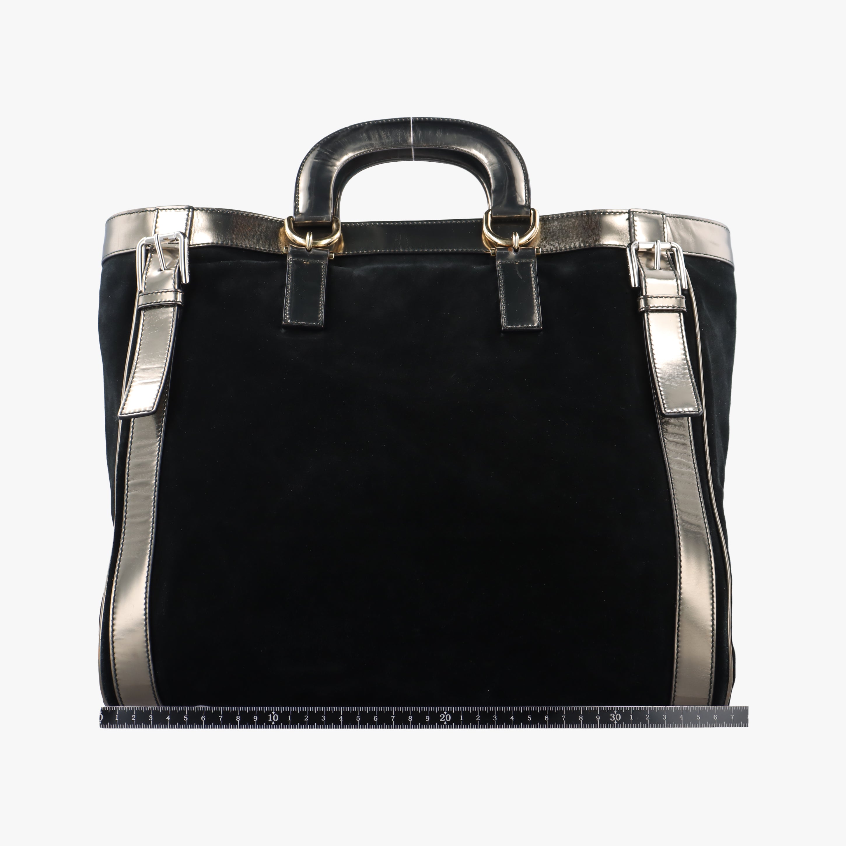 Pre-owned Dolce & Gabbana Tote Black × Gold Suede × Leather  shoulderbag | stylenewstar