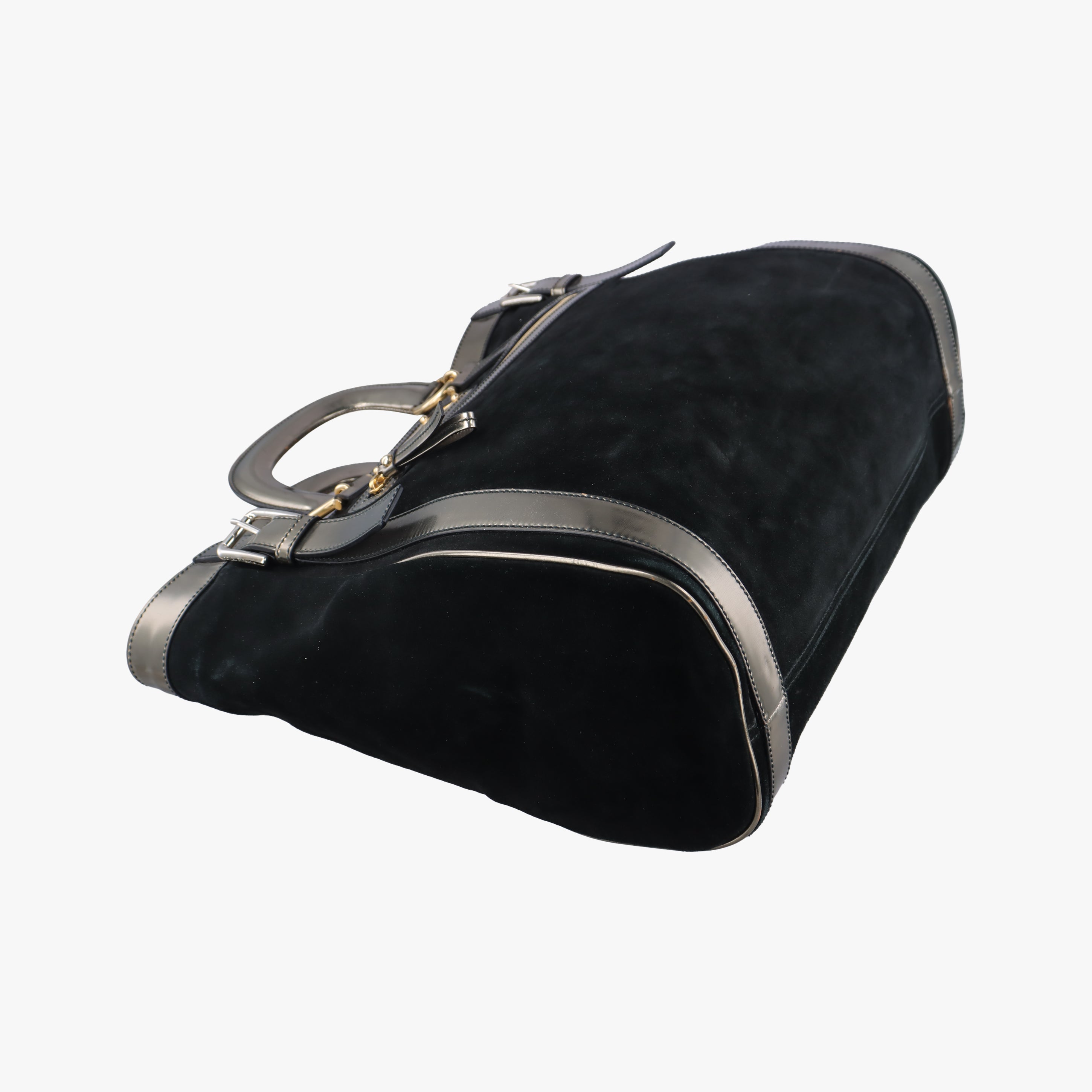 Pre-owned Dolce & Gabbana Tote Black × Gold Suede × Leather  shoulderbag | stylenewstar