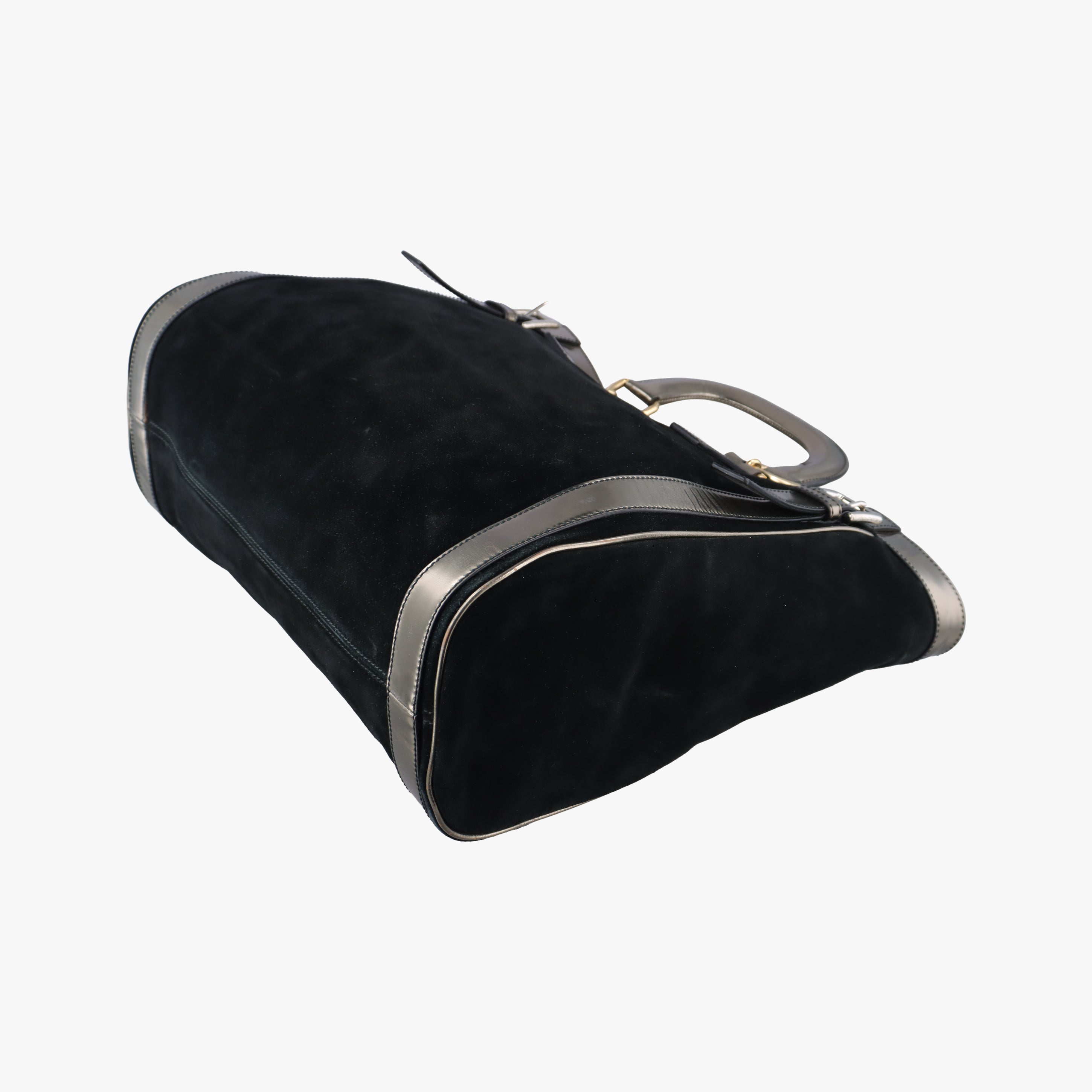 Pre-owned Dolce & Gabbana Tote Black × Gold Suede × Leather  shoulderbag | stylenewstar