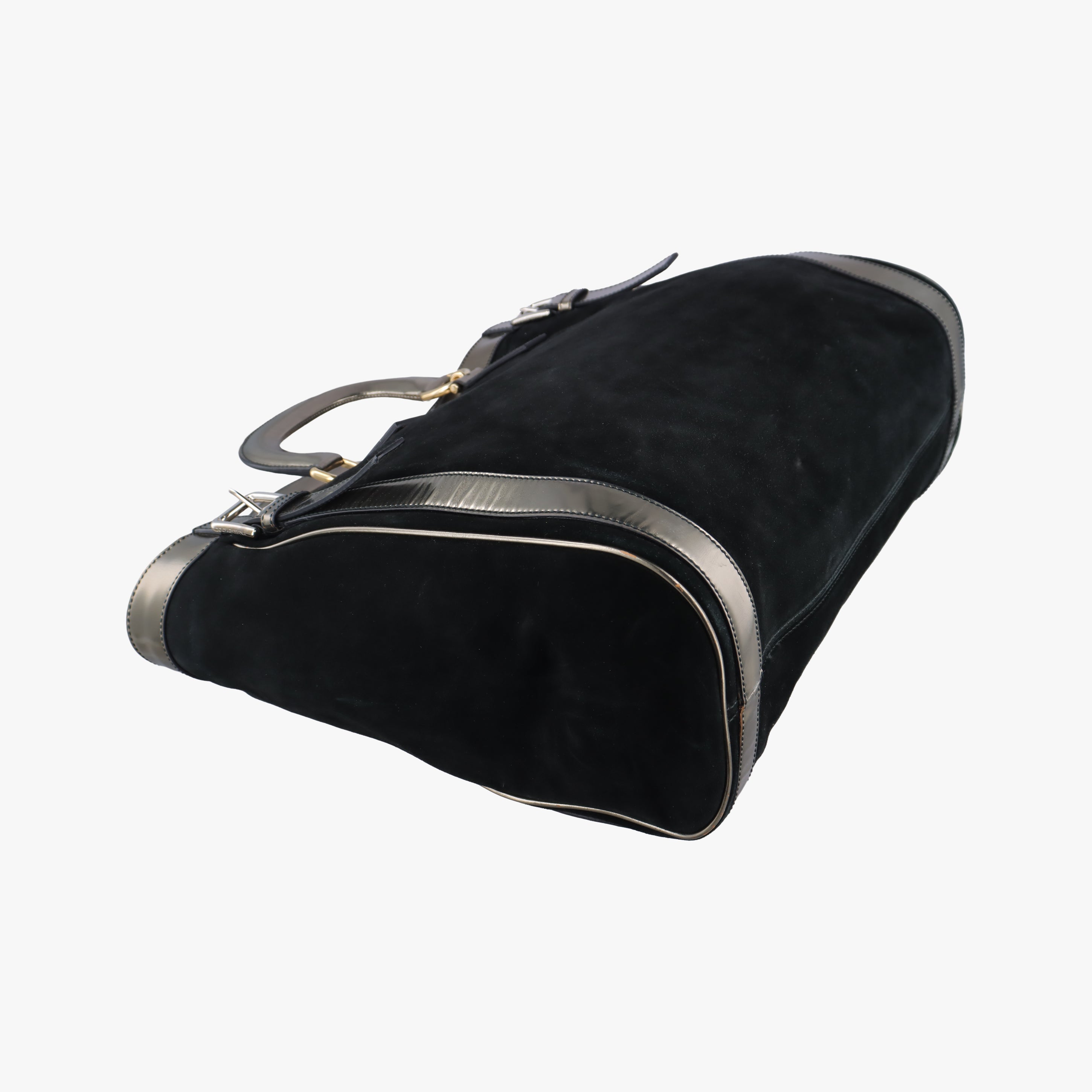 Pre-owned Dolce & Gabbana Tote Black × Gold Suede × Leather  shoulderbag | stylenewstar