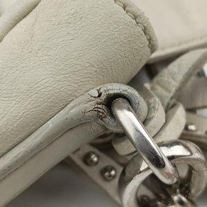 Vintage Prada Gaufre Logo Flap Grey Leather  shoulderbag | stylenewstar