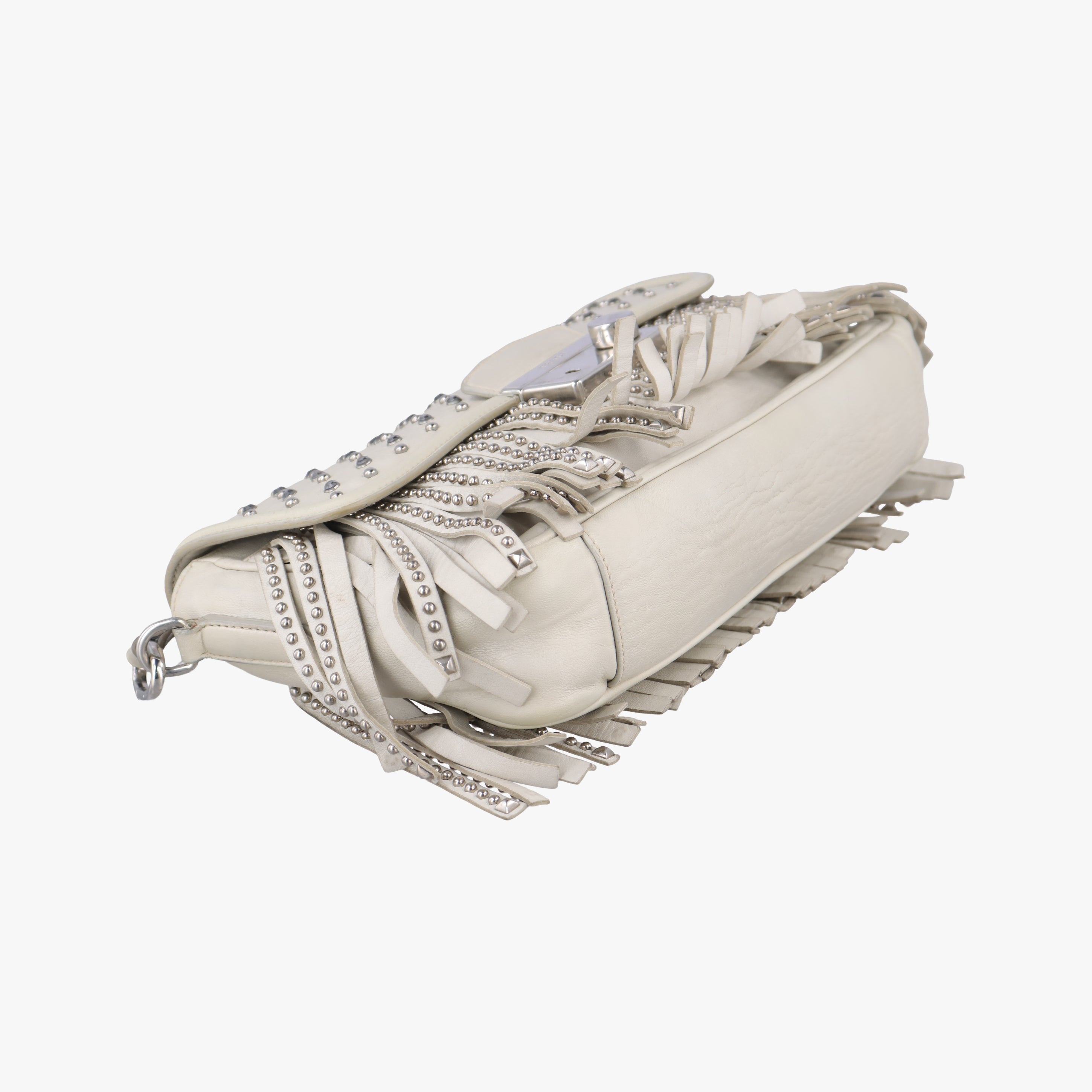 Vintage Prada Gaufre Logo Flap Grey Leather  shoulderbag | stylenewstar