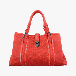 Pre-owned Bottega Veneta Roma  Stitch Intrecciato Red Lambskin  handbag | stylenewstar