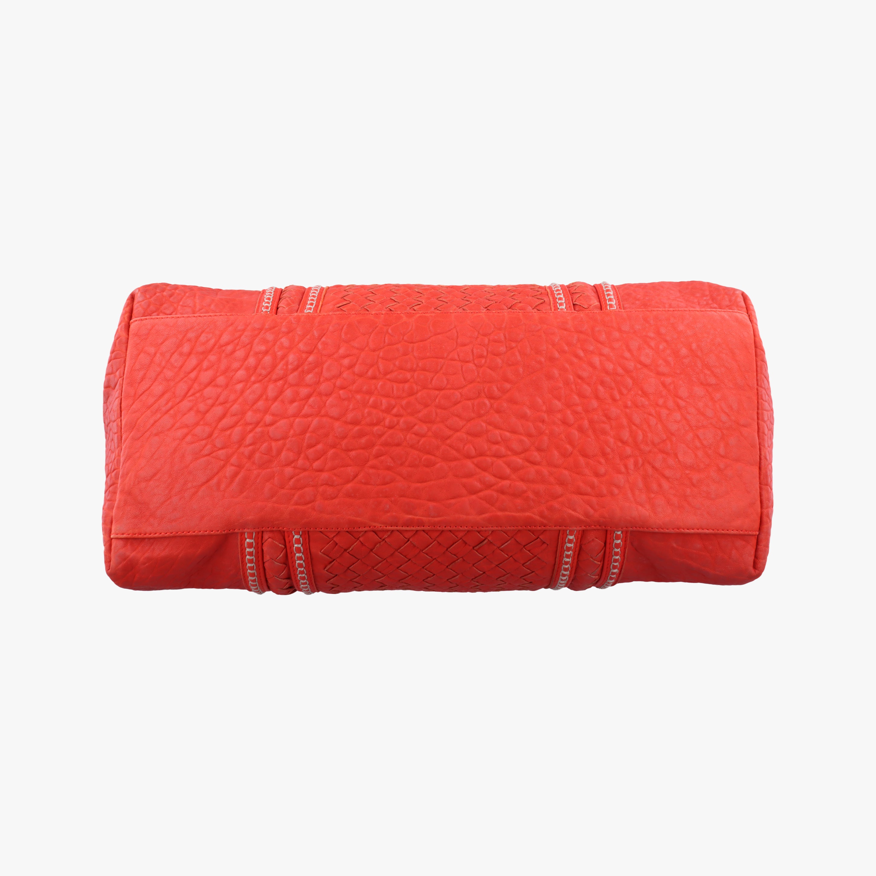 Pre-owned Bottega Veneta Roma  Stitch Intrecciato Red Lambskin  handbag | stylenewstar