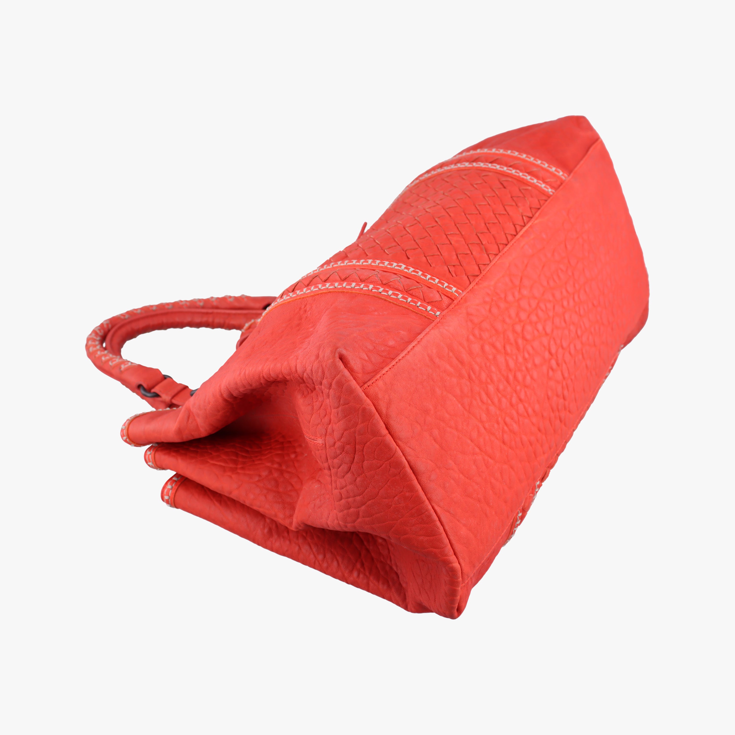 Pre-owned Bottega Veneta Roma  Stitch Intrecciato Red Lambskin  handbag | stylenewstar