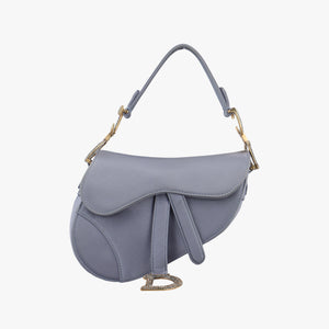 Vintage Christian Dior Saddle bag Grayish Blue Silk  handbag | stylenewstar