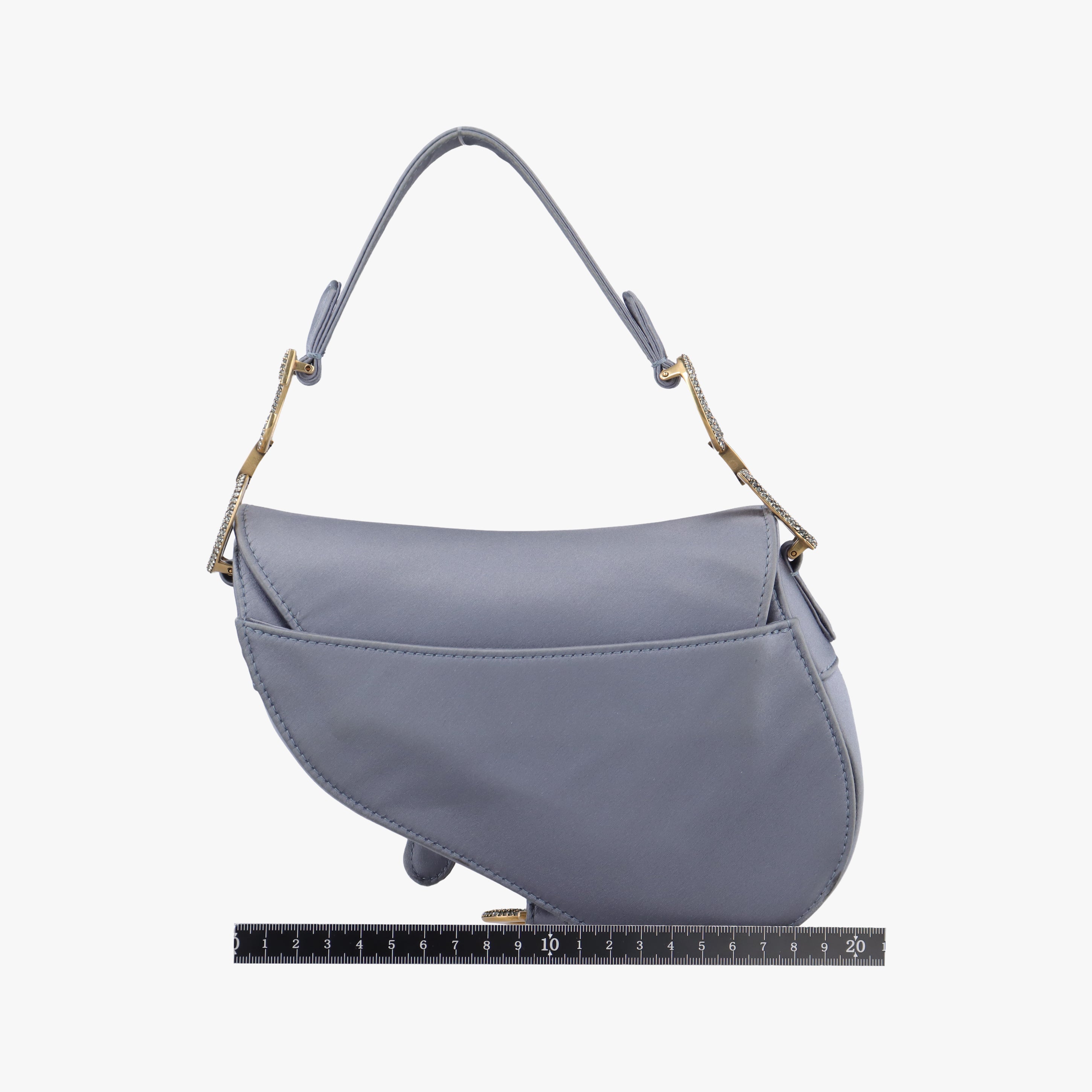 Vintage Christian Dior Saddle bag Grayish Blue Silk  handbag | stylenewstar
