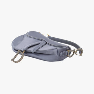 Vintage Christian Dior Saddle bag Grayish Blue Silk  handbag | stylenewstar