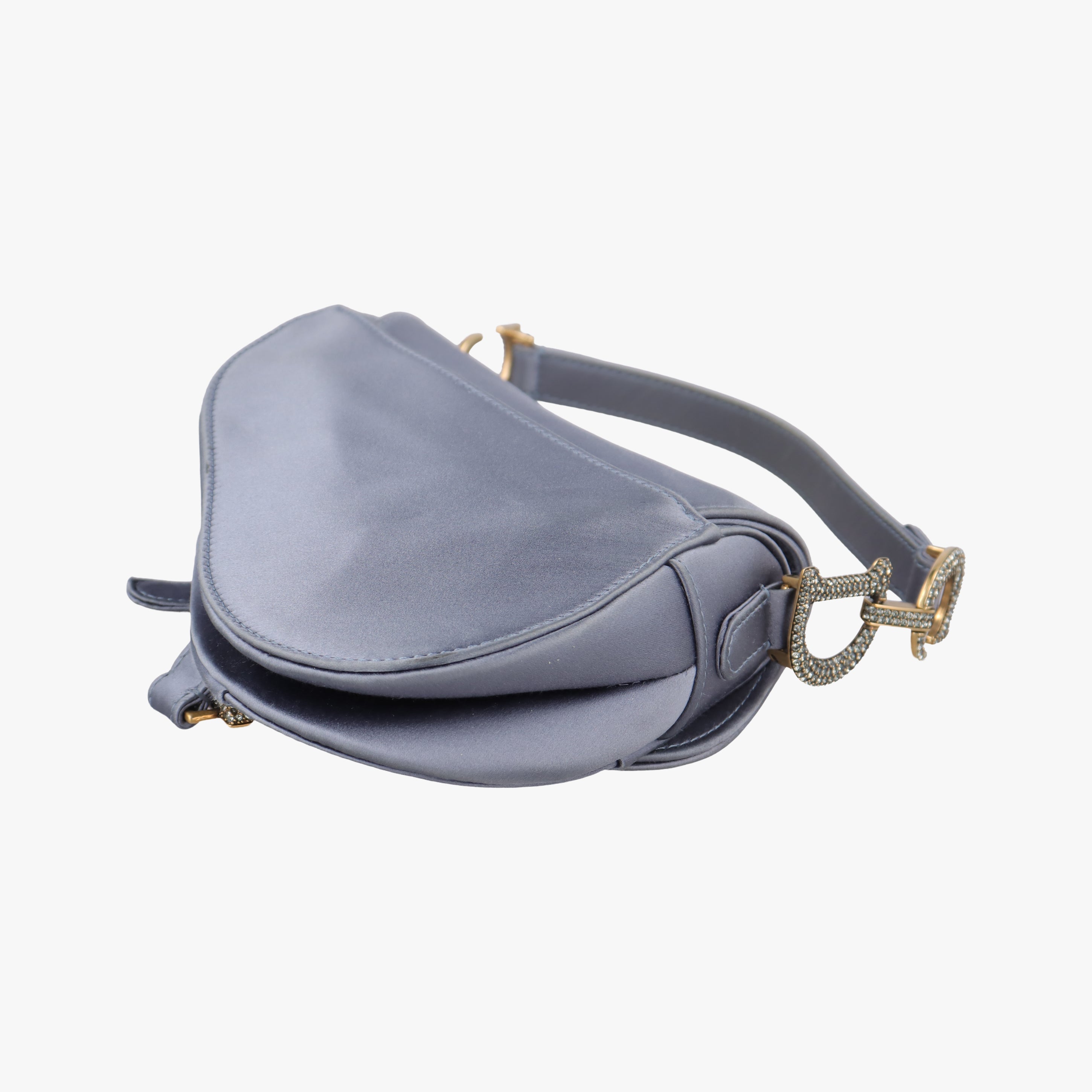 Vintage Christian Dior Saddle bag Grayish Blue Silk  handbag | stylenewstar