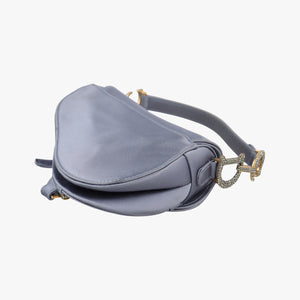 Vintage Christian Dior Saddle bag Grayish Blue Silk  handbag | stylenewstar