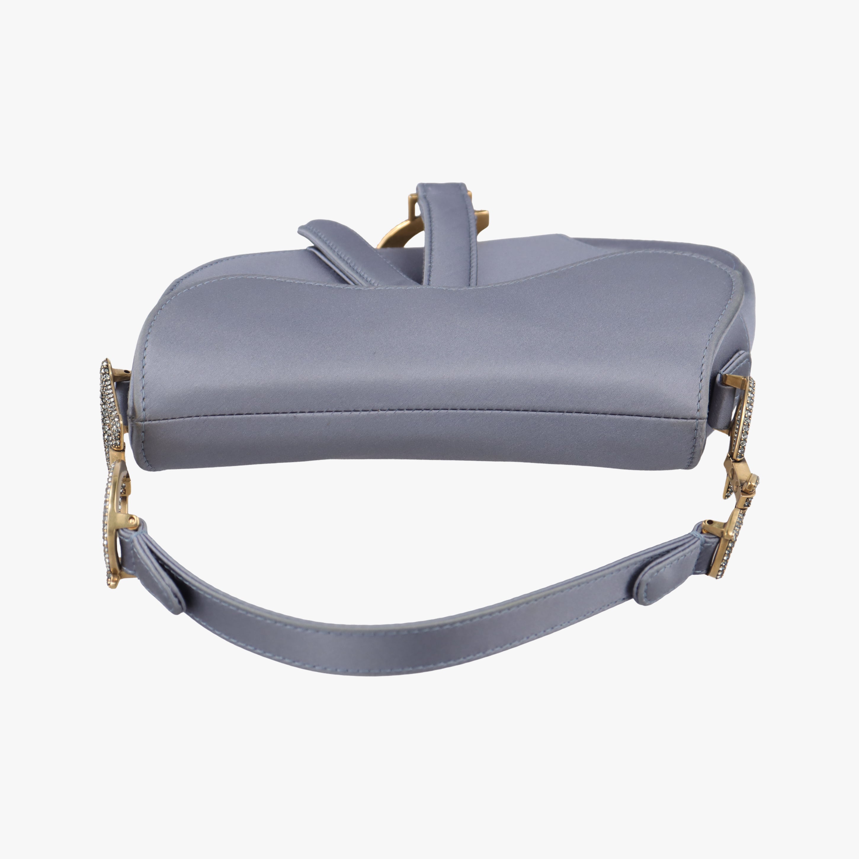 Vintage Christian Dior Saddle bag Grayish Blue Silk  handbag | stylenewstar