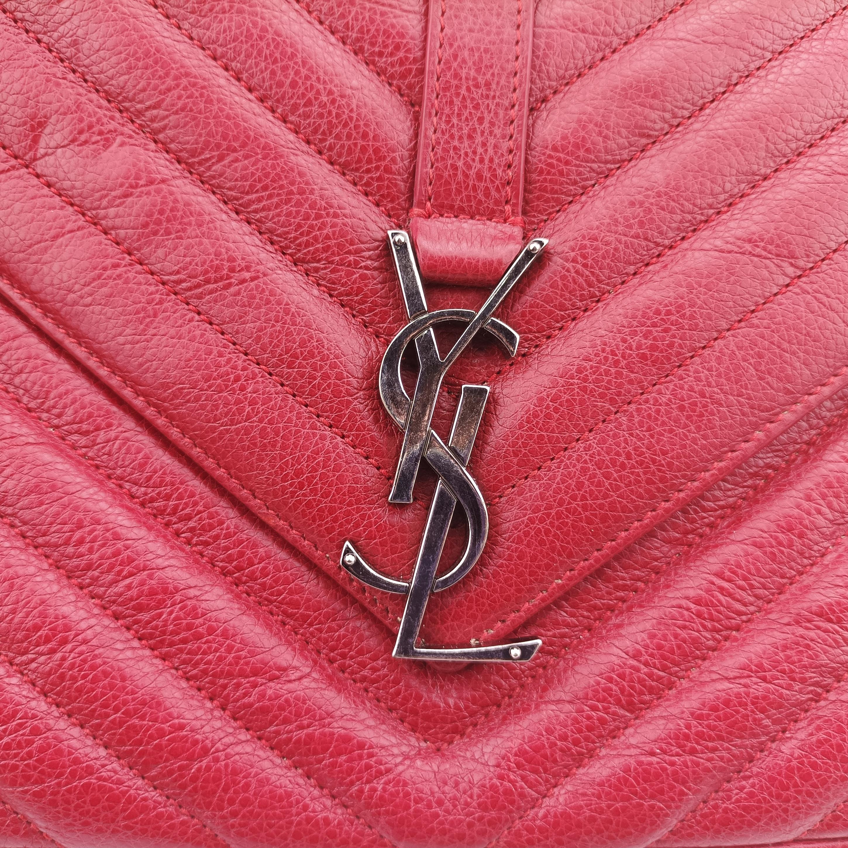 Vintage Yves Saint Laurent COLLEGE Red Caviar Leather 428056 shoulderbag | stylenewstar