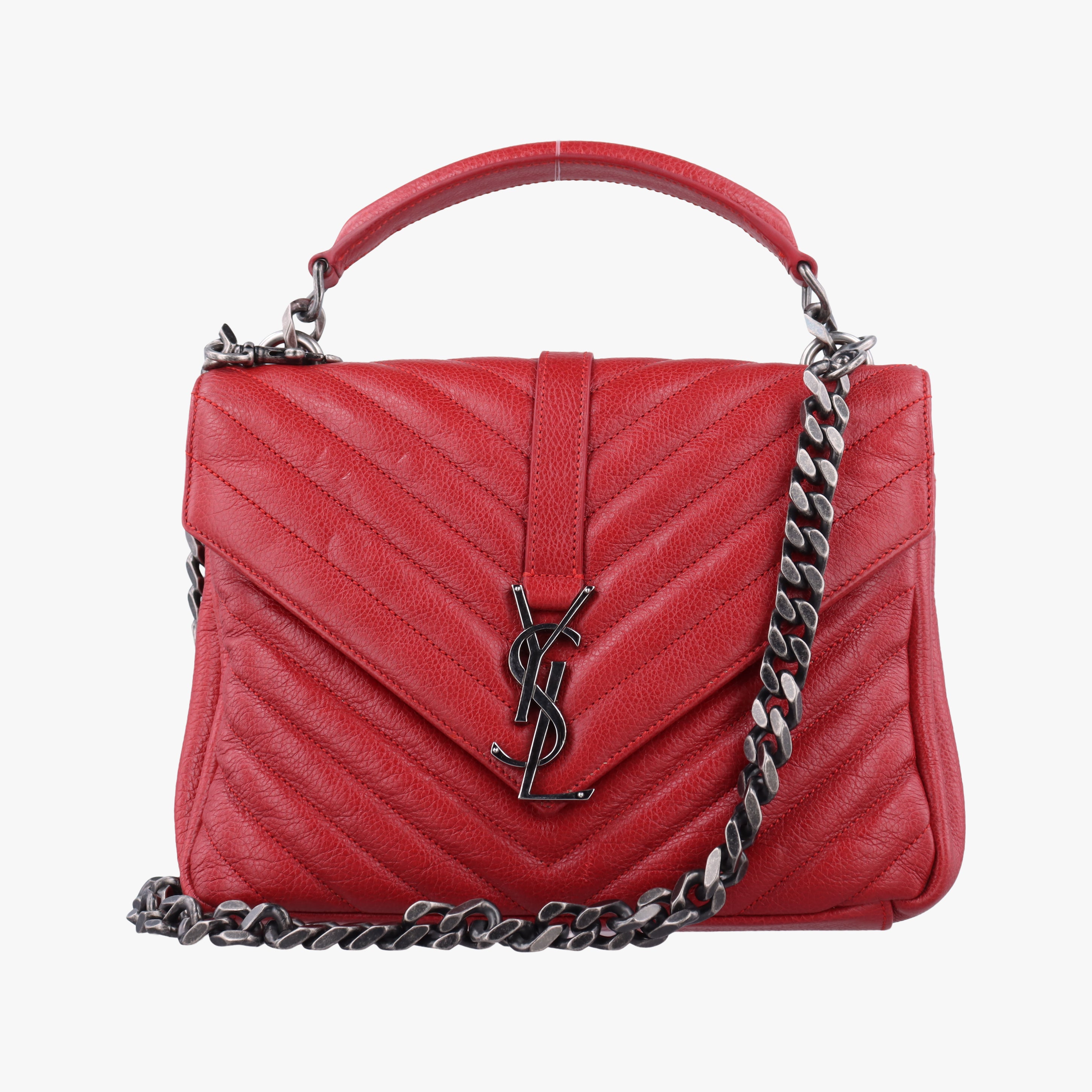 Vintage Yves Saint Laurent COLLEGE Red Caviar Leather 428056 shoulderbag | stylenewstar
