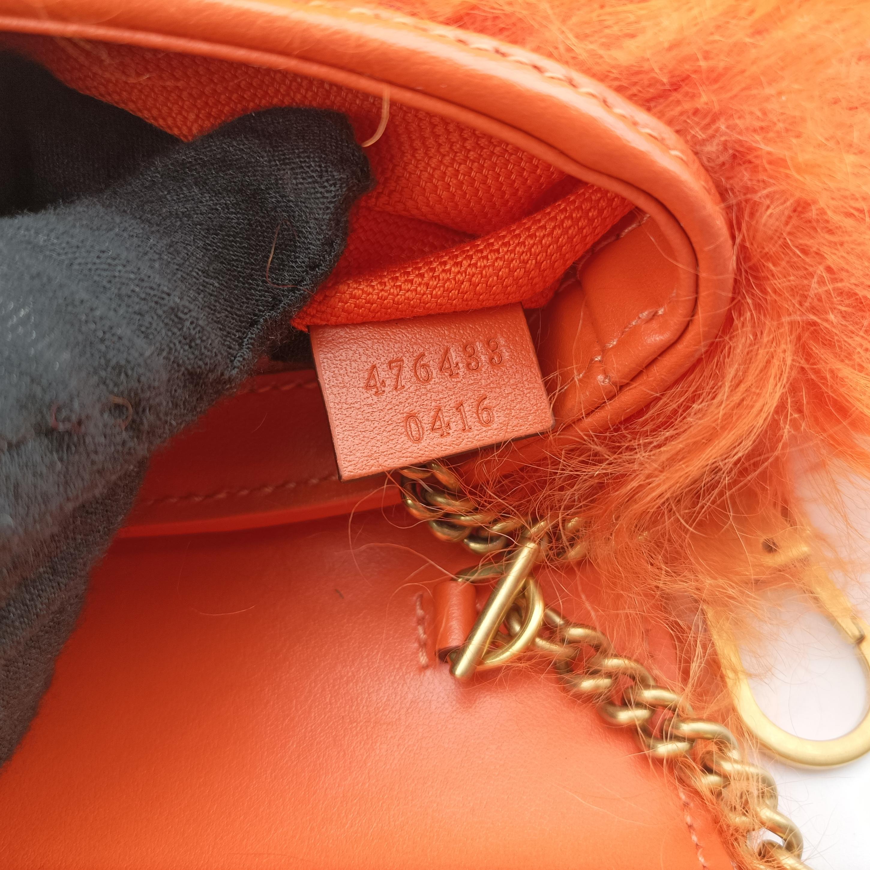 Pre-owned Gucci GG Marmont Orange Fur 476433 shoulderbag | stylenewstar
