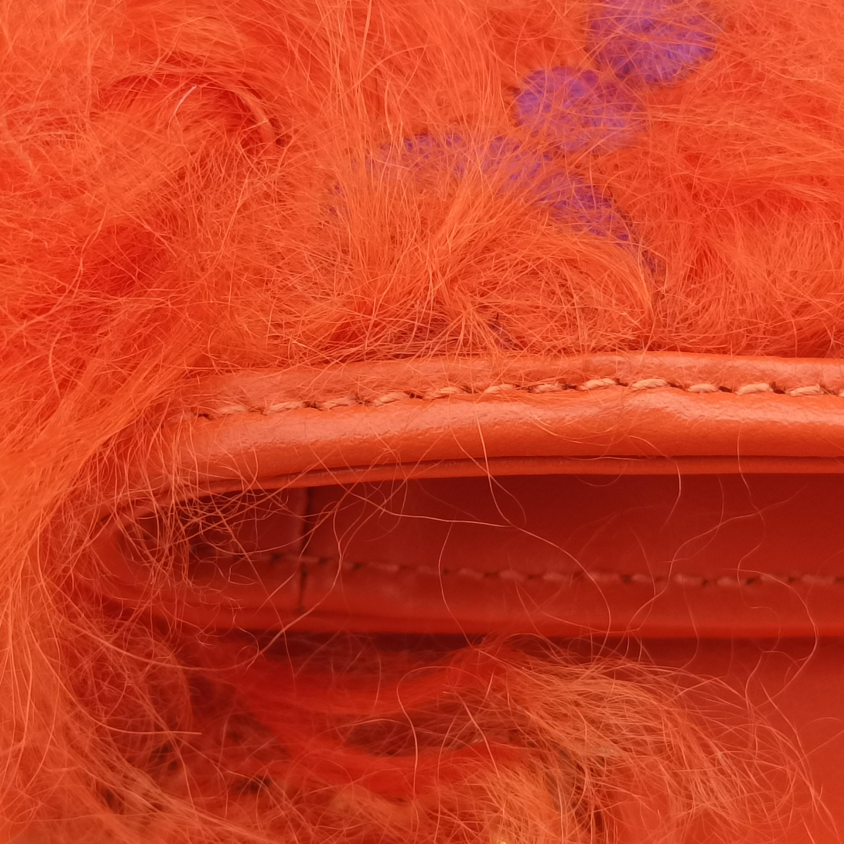 Pre-owned Gucci GG Marmont Orange Fur 476433 shoulderbag | stylenewstar
