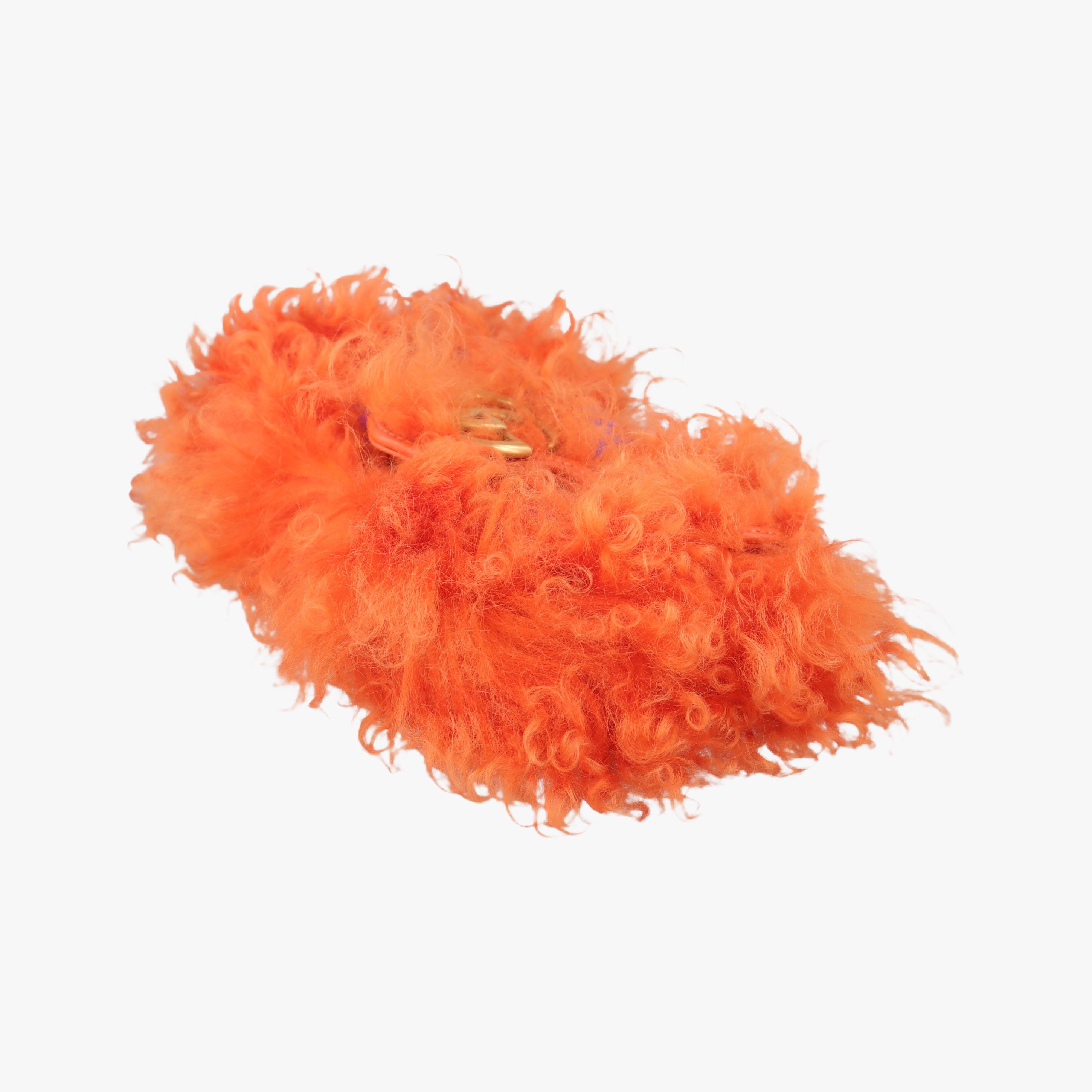 Pre-owned Gucci GG Marmont Orange Fur 476433 shoulderbag | stylenewstar