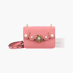 Pre-owned Gucci Pearly Peony Pink Leather 432682 shoulderbag | stylenewstar