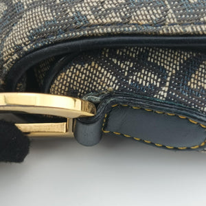 Pre-owned Christian Dior Saddle Navy x Gray Jacquard  shoulderbag | stylenewstar