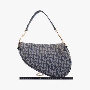 Pre-owned Christian Dior Saddle Navy x Gray Jacquard  shoulderbag | stylenewstar
