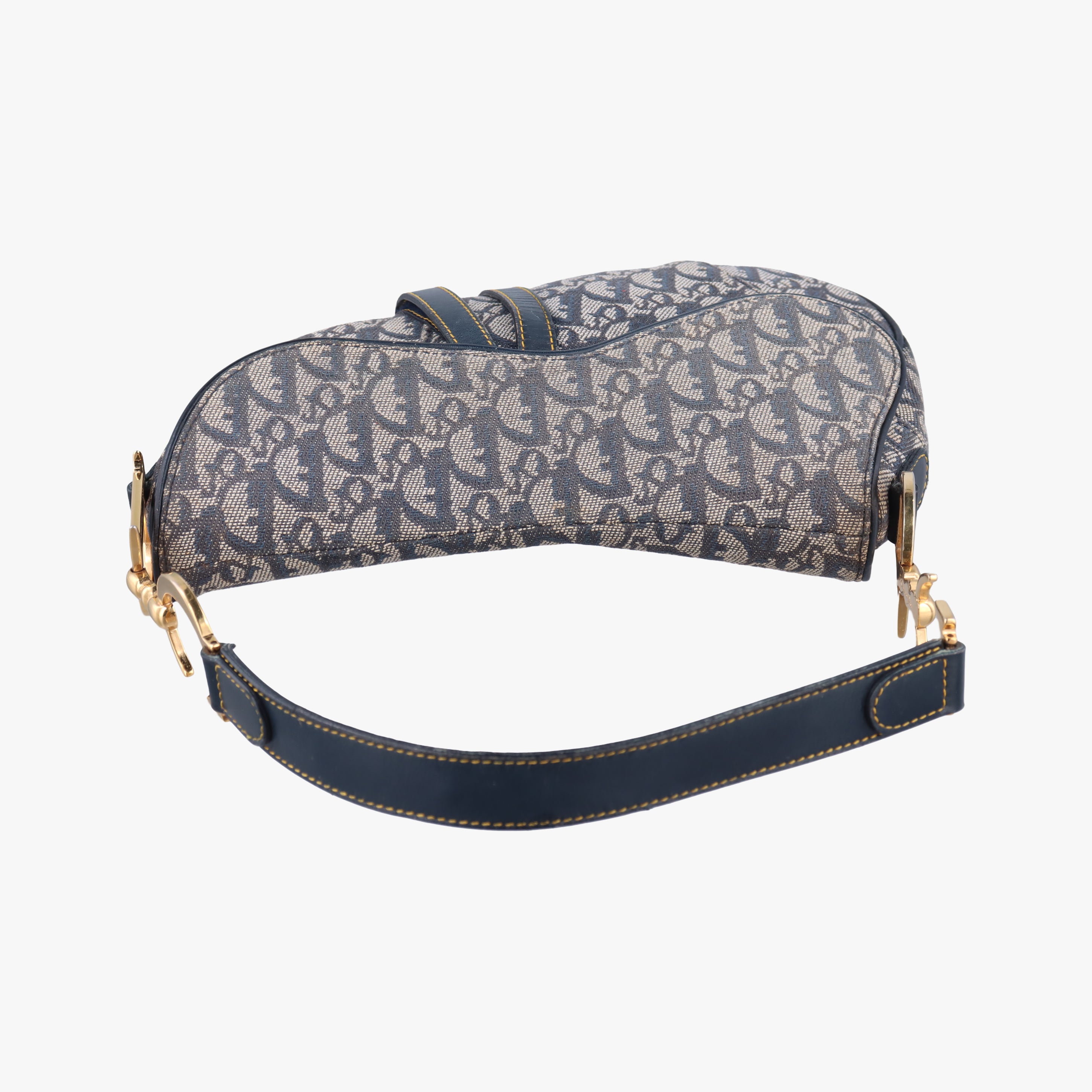 Pre-owned Christian Dior Saddle Navy x Gray Jacquard  shoulderbag | stylenewstar