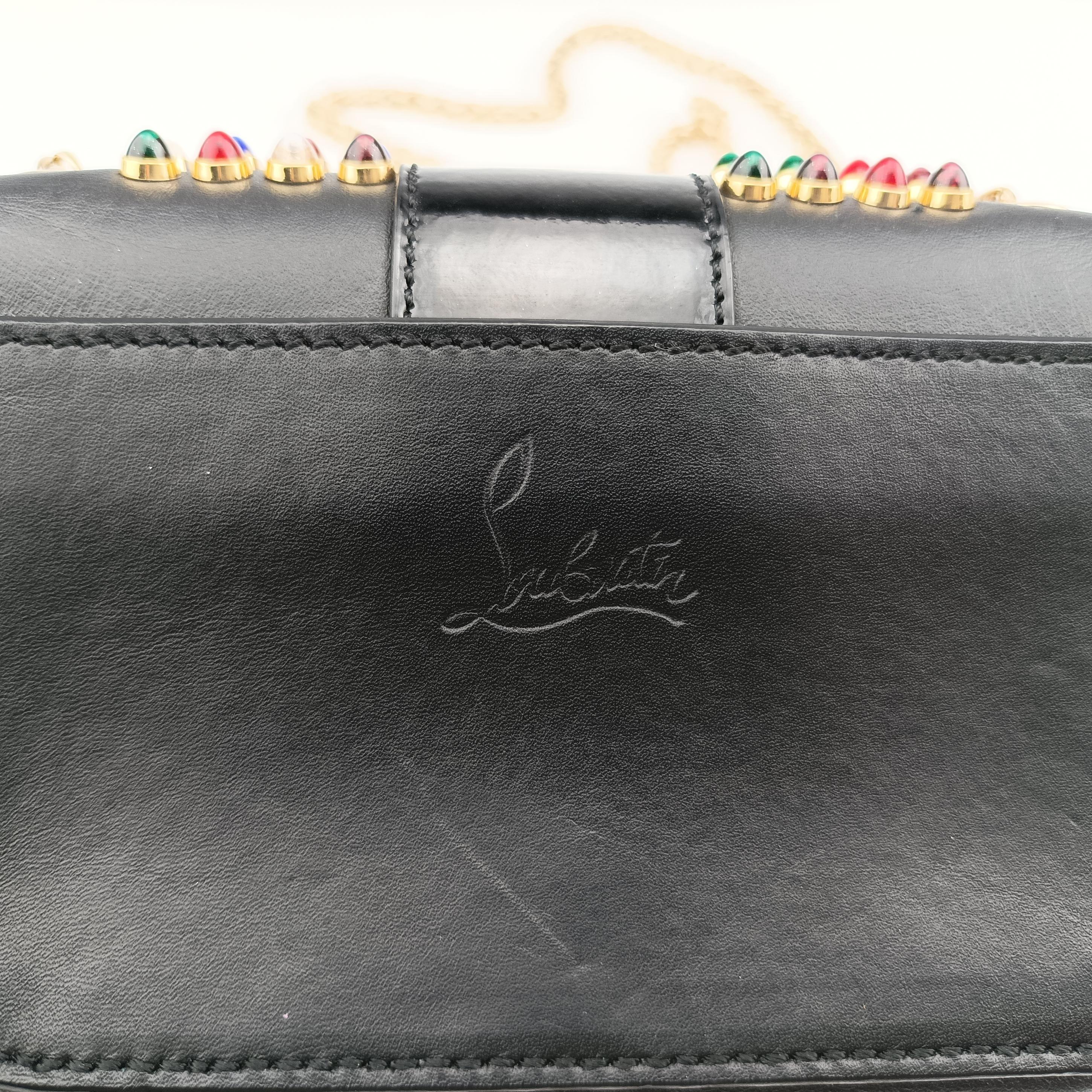 Pre-owned Christian Louboutin Wheat Charity Chain Black Leather  shoulderbag | stylenewstar