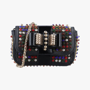 Pre-owned Christian Louboutin Wheat Charity Chain Black Leather  shoulderbag | stylenewstar