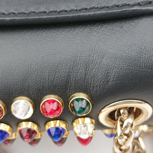 Pre-owned Christian Louboutin Wheat Charity Chain Black Leather  shoulderbag | stylenewstar