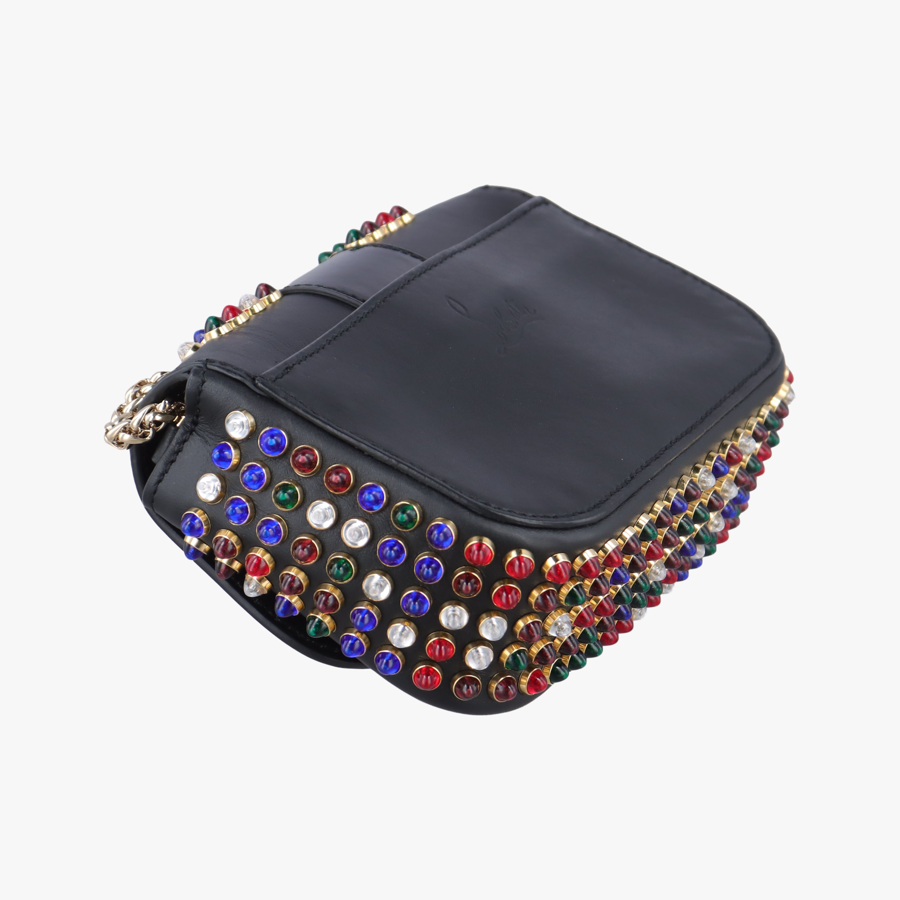 Pre-owned Christian Louboutin Wheat Charity Chain Black Leather  shoulderbag | stylenewstar