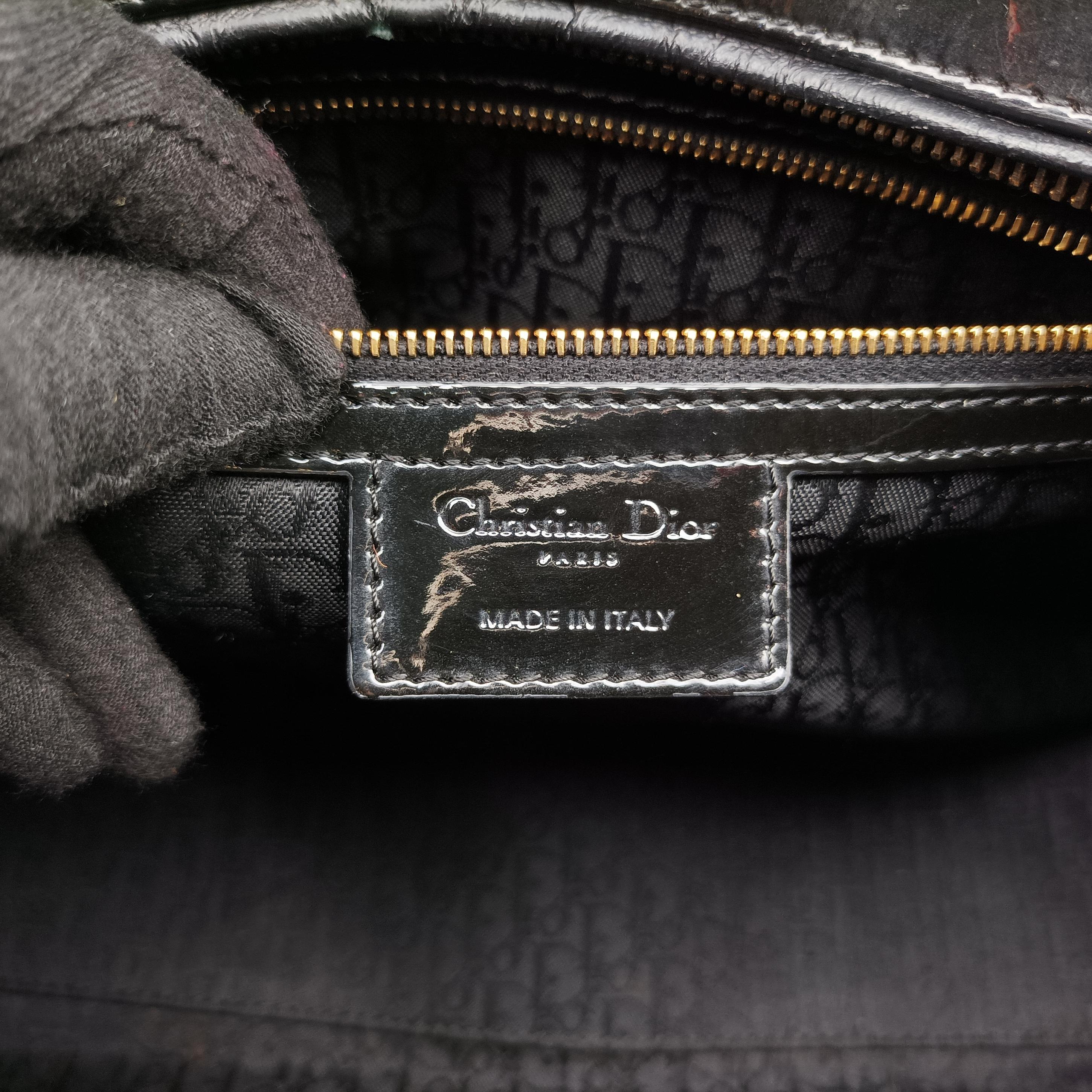 Pre-owned Christian Dior Lady Dior Black Patent  shoulderbag | stylenewstar