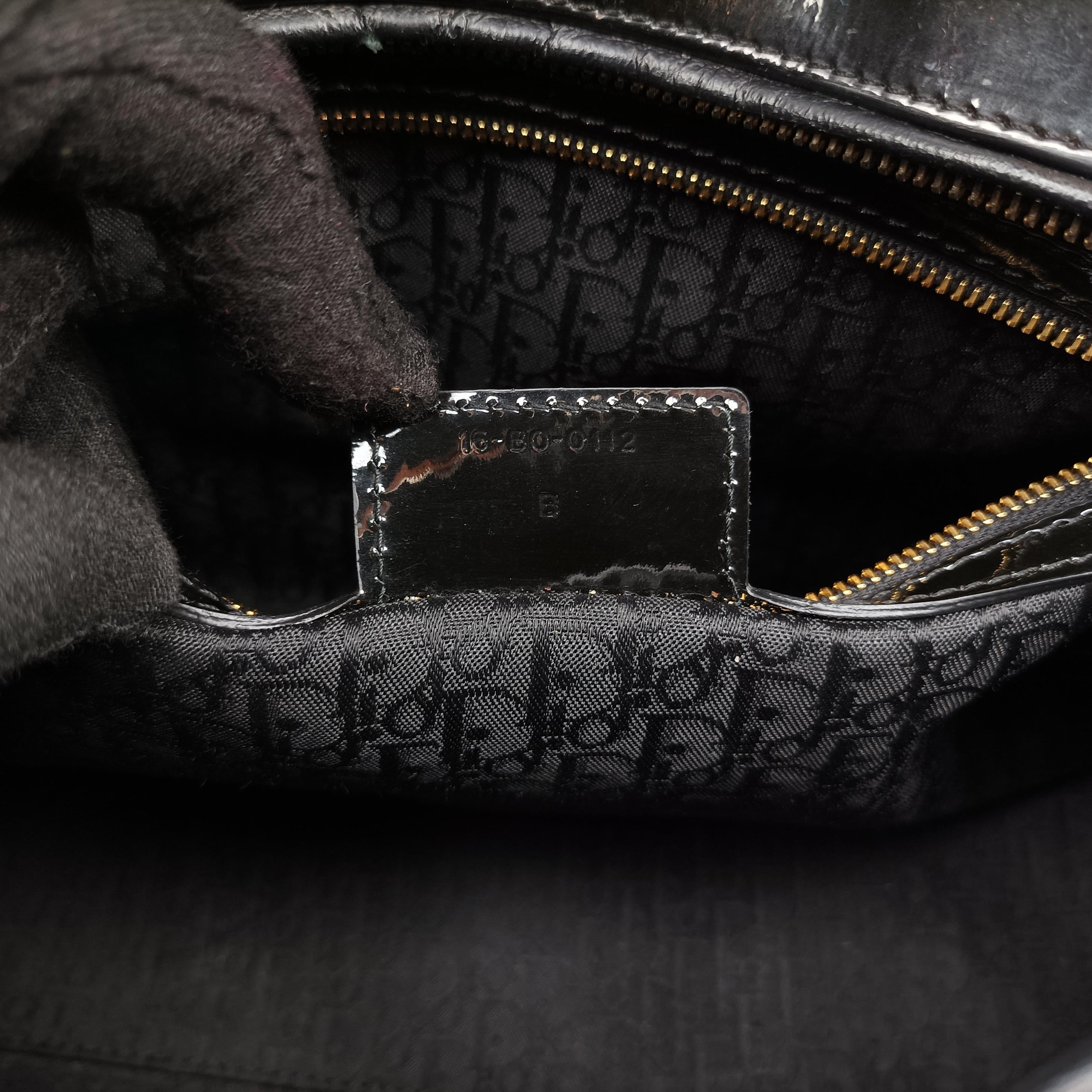 Pre-owned Christian Dior Lady Dior Black Patent  shoulderbag | stylenewstar