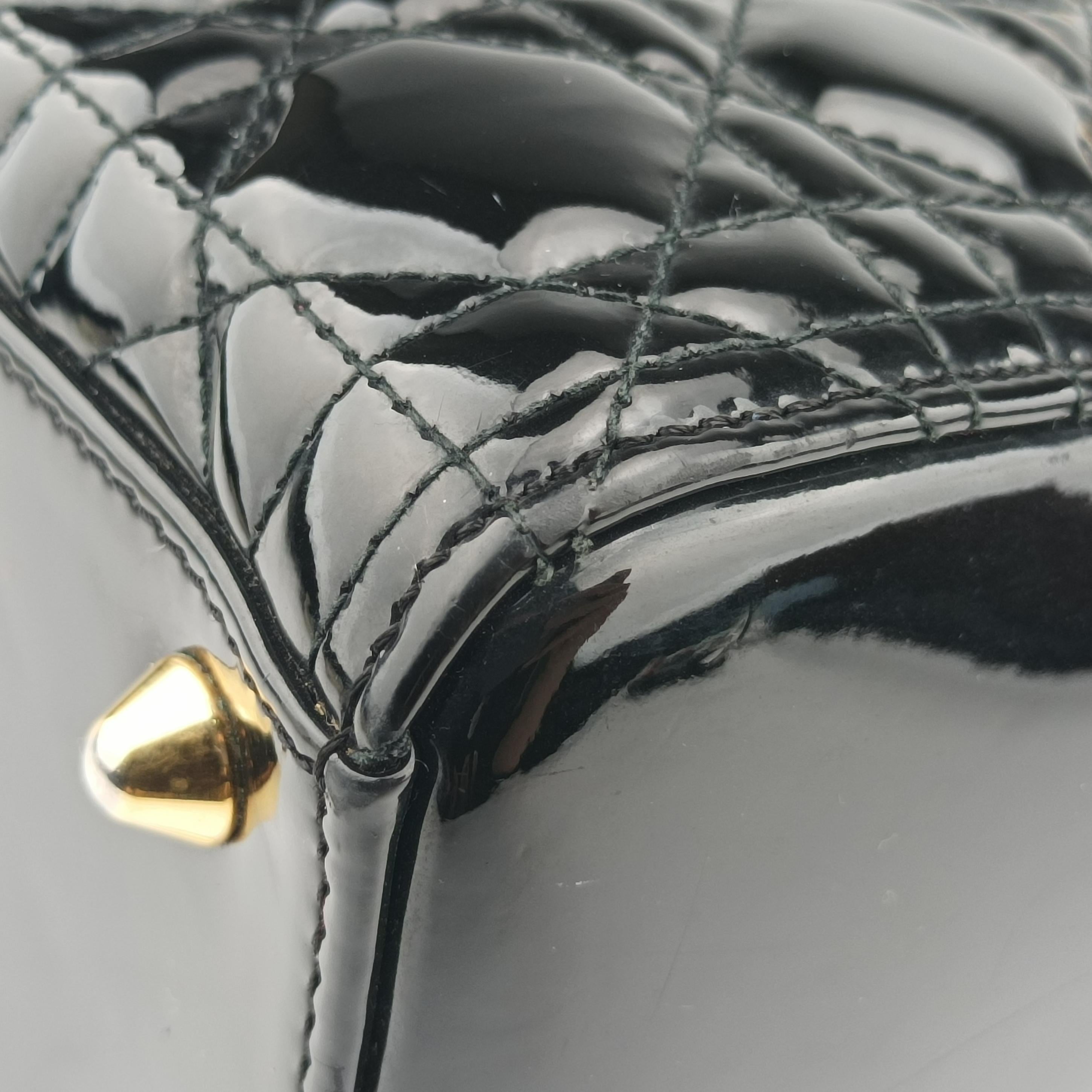 Pre-owned Christian Dior Lady Dior Black Patent  shoulderbag | stylenewstar