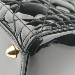 Pre-owned Christian Dior Lady Dior Black Patent  shoulderbag | stylenewstar